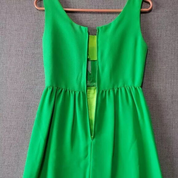 Roos Atkins Womens A Line Dress Green Pleated Mini Scoop Neck Sleeveless Zip 7 - Picture 3 of 10
